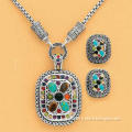 Antique silver plated necklace and earrings jewelry fashion